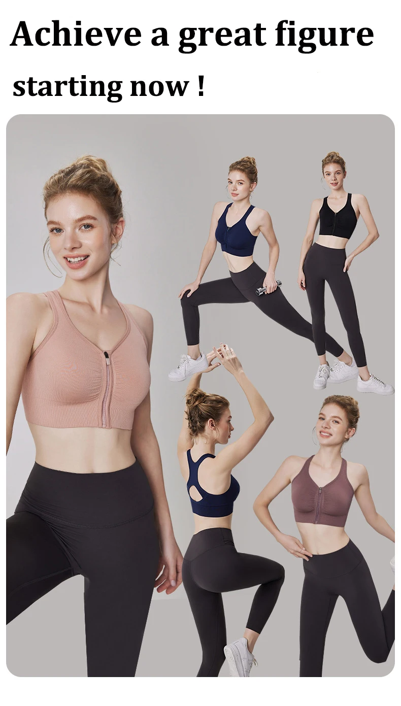 CZGUKE Damen Sport-BH mit Reißverschluss, Plus Size, stoßfester BH, Damen Yoga-Lauf-Fitness-BH, Damen-Unterwäsche – Detail 14