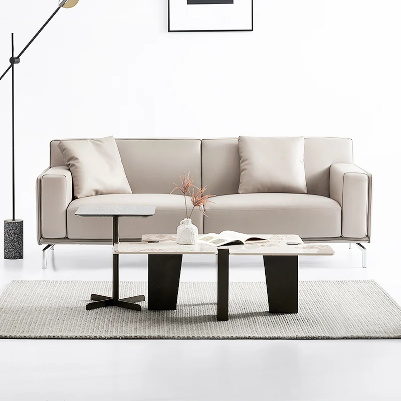 

Luxurious Modern Solid Wood Two-Seater Office Sofa With Leather Cover Wholesale Furniture Design