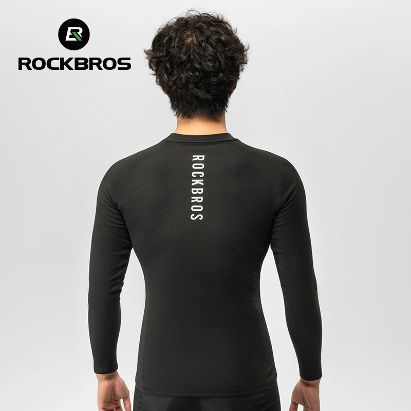 ROCKBROS Men Women Cycling Base Layers Winter Autumn Fleece Warm Bike Inner Top Underwear Windproof MTB Road Bicycle Basic Shirt