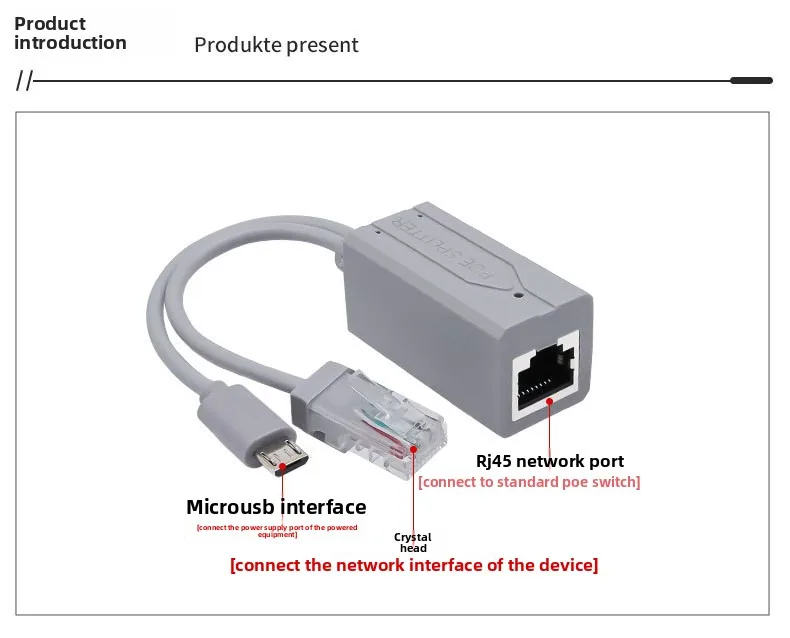 POE Splitter 48V to 5V 12V Power Supply Adapter Micro USB Type-C BarrelJack Compatible with Huawei Hikvision Bobcat Raspberry Pi
