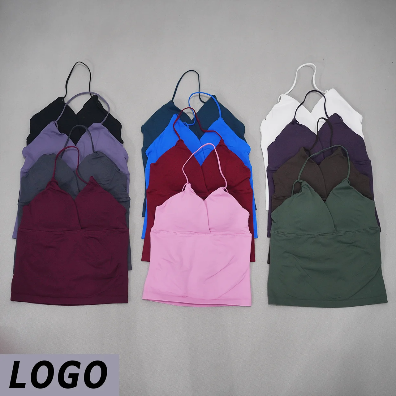 DF Vision Twist Front Longline Top Women Sexy Thin Strap Tank Quick Dry High Elastic Push-up Gym Yoga Running Fitness Vest