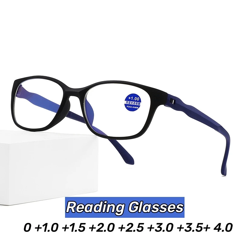 

Women's Blue Light Blocking Reading Glasses Square HD Lens Presbyopia Eyewear Retro Transparent Far Sight Diopter Eyeglasses