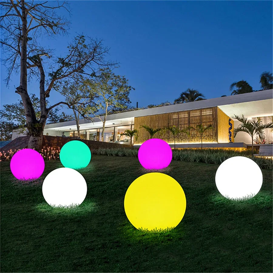 Imagem -05 - Super Grande Led Glow Round Ball Night Lights Alimentado por Pilhas Remoto 16 Cores Jardim Paisagem Gramado Lâmpadas Interior Decoração ao ar Livre