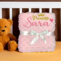 Name Personalised Newborn Baby Blanket Swaddle Wrap Infant Birthday Gift for Boy Girl Stroller Bed Crib Blanket Sleep Cover