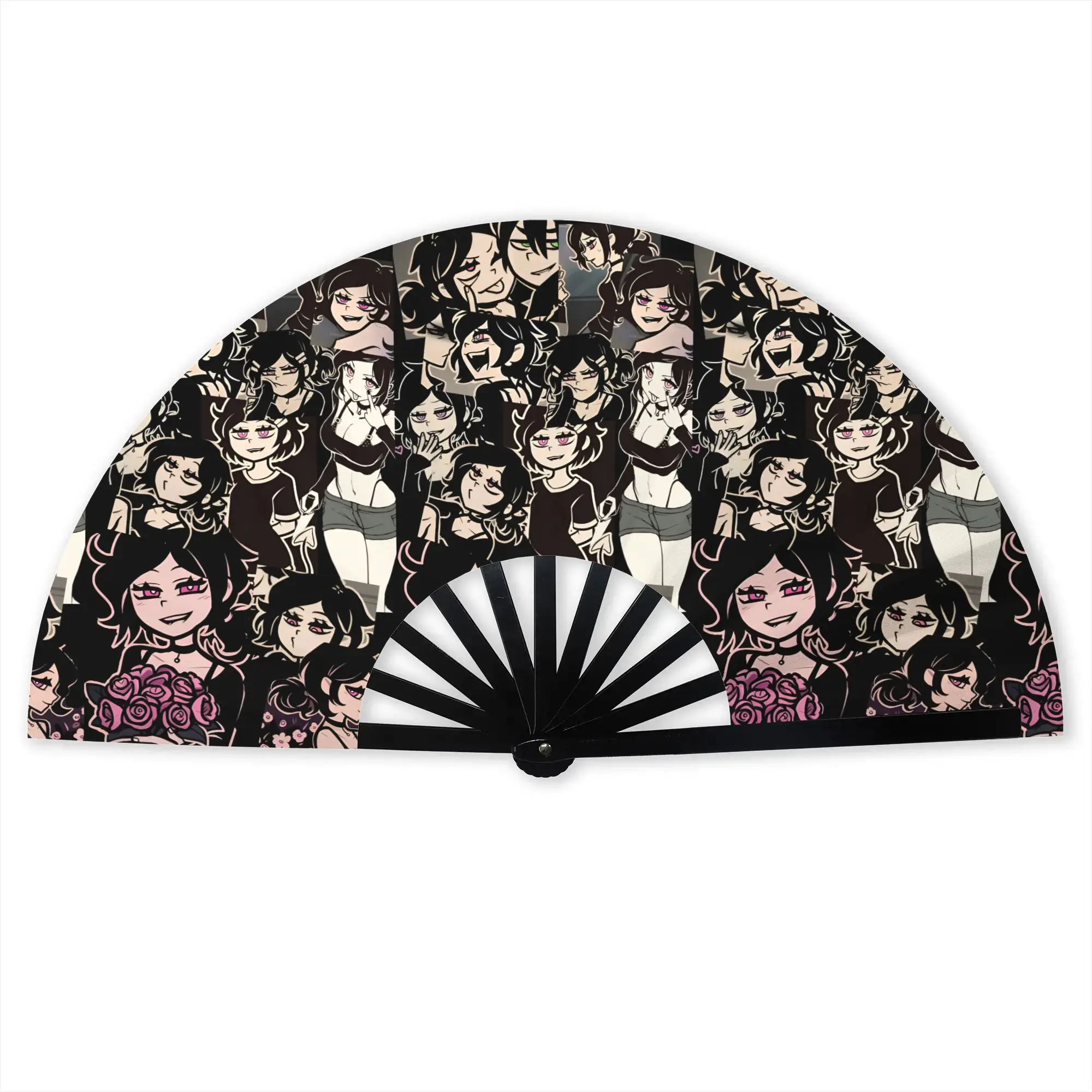 A-Andys L-Leyleys Love Stylish Hand Fan Unisex  Printed Polyester Fan Trendy Costume Prop Folding Fans For Wedding Party Gift
