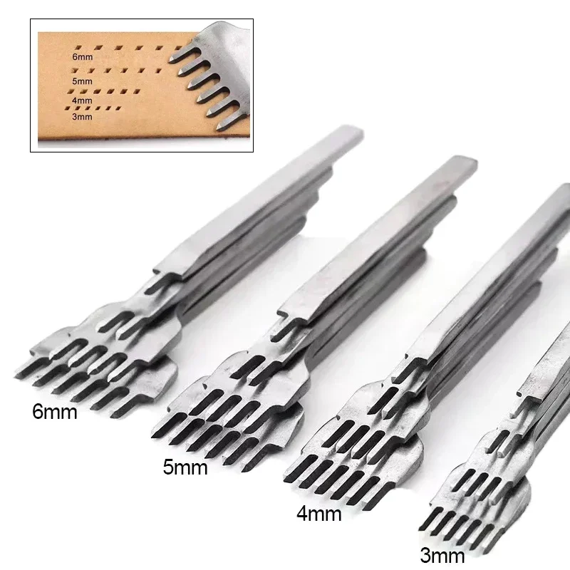 

4 Pcs/Set 3/4/5/6mm Space Punch Lace Stitching Tool Hand Stitching Leather Punching Tool Leather Craft Tool Punch Use for DIY