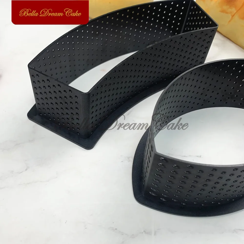 Arc/Oval Shape Denmark Bread Ring Mold French Dessert Plastic Mousse Mould Perforated Toast Circle Cake Decorating Tool Bakeware