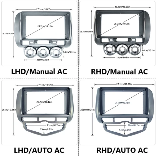 Imagen 2 del producto UAXDD 2 Din coche para 2001-2007 Honda Fit JAZZ CITY 9 pulgadas LHD gris plateado AUTO AC Manual AC Android marco Kit panel Fascia central