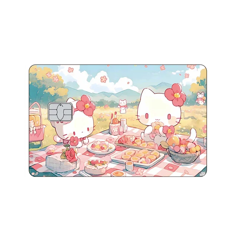 Sanrios New Cartoon Cute Credit Debit Card Stickers Hello Kitty Hd Pvc Waterproof Sticker Decor Kuromi My Melody Bank Card Decal