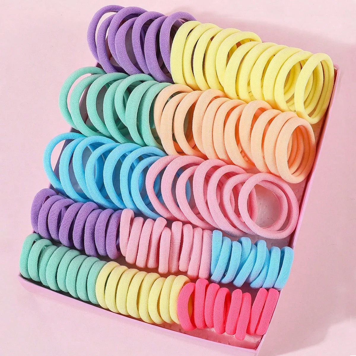 100Pcs Girls Hair Bands Nylon Hair Ties Candy Color Elastic Rubber Band Children Ponytail Holder Headband Girls Hair Accessories