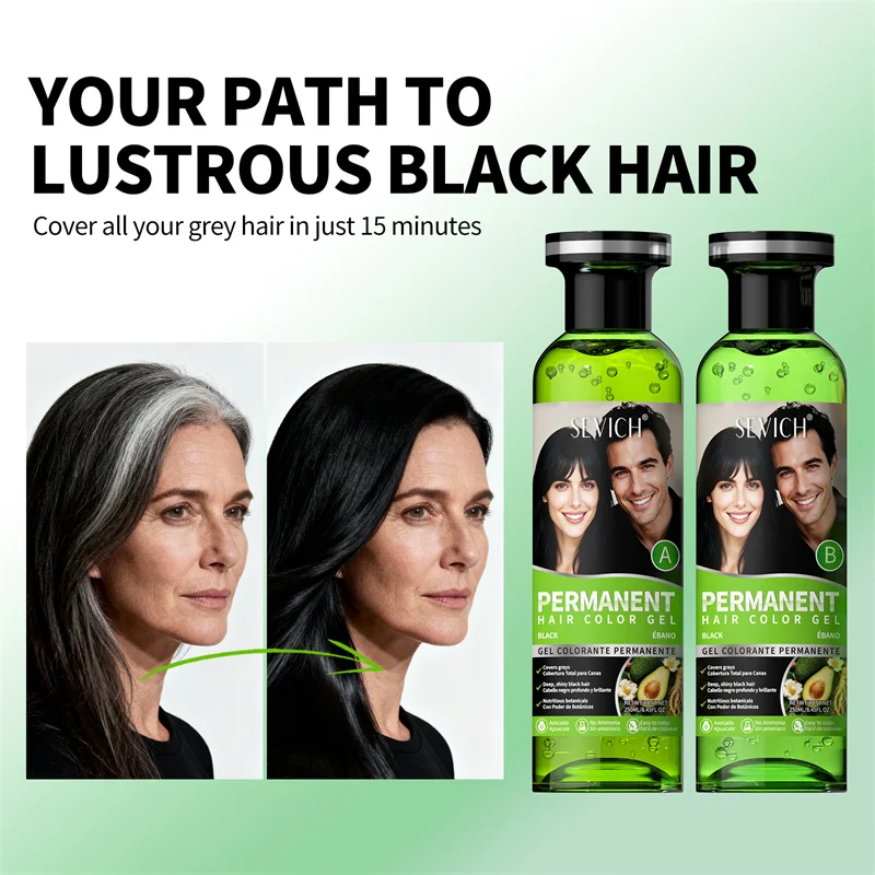 

SEVICH Herbal Black Hair Dye Shampoo for Women&Men Hair Color Shampoo for Black Hair Safety Fast Black Hair Shampoo Hair Care