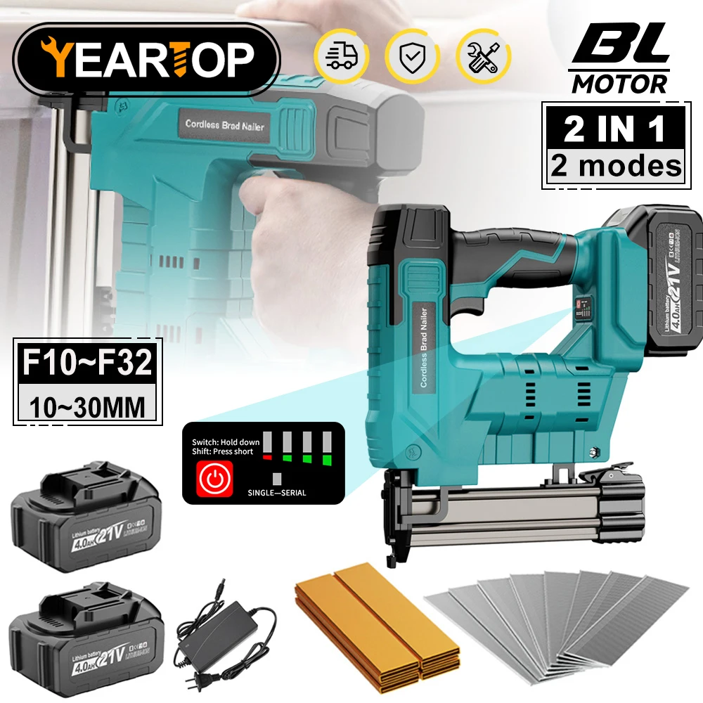 

Brushless F10-F32 K415~K425 Electric Nail Staple Gun 2 in 1 Stapler Nailer Cordless Nail Gun Power Tool For Makita 18V Battery