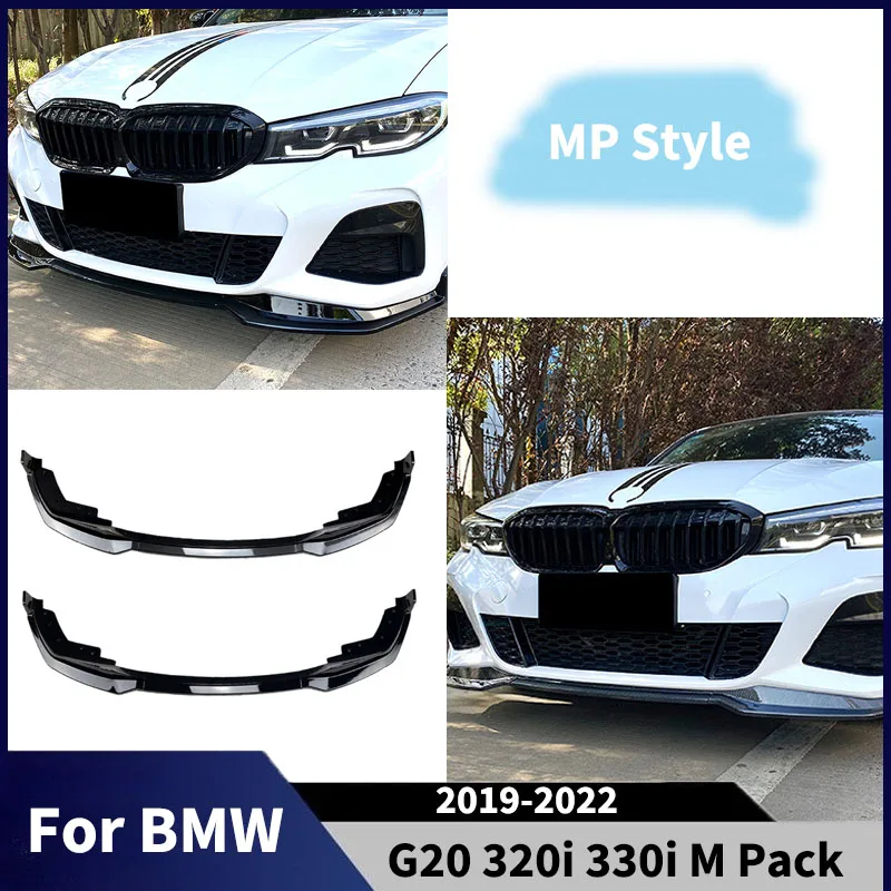 

Front Bumper Splitter Lip For BMW G20 320i 330i M Pack 2019-2022 Spoiler Diffuser Front Blade Cars Accessories Chin Body Kits