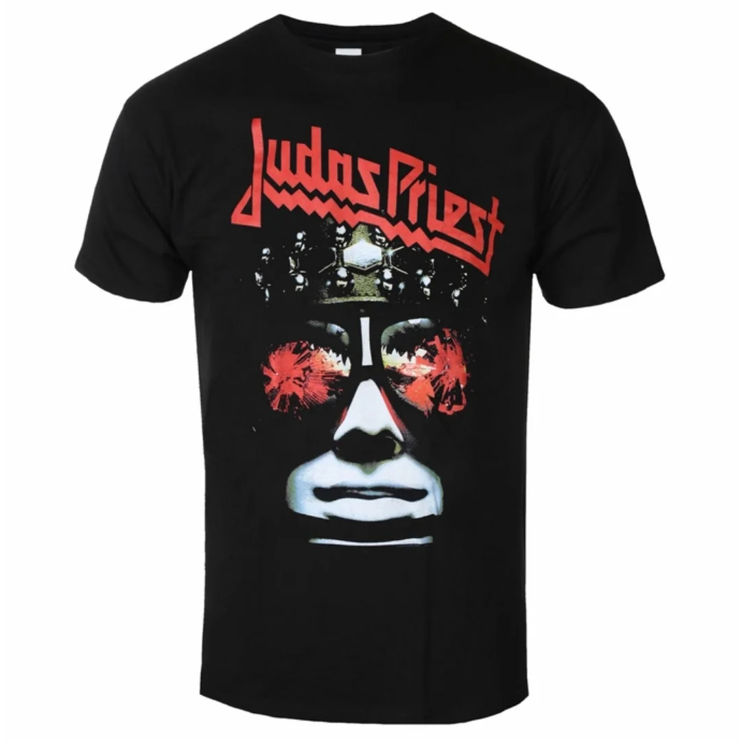 Judas Priest Classic Heavy Metal Band Inspired Graphic Tee Fiery Face Cotton Shirt for Fans