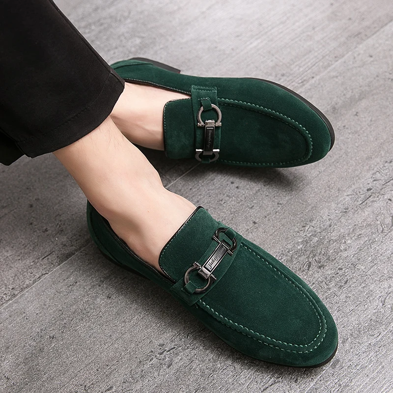 Classic Green Men\'s Suede Moccasins Large Size 47 Breathable Leather Loafers Men Low Slip-on Casual Shoes for Men zapatos hombre