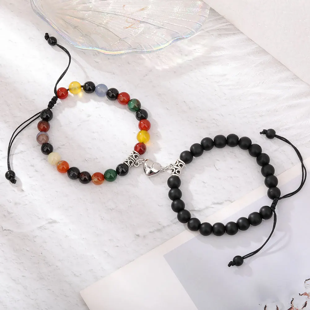 Magnet Paar Armbänder für Frau Männer Romantische Herz Passenden Liebhaber Naturstein Perlen Yoga Armband Valentinstag Geschenk Schmuck – Detail 3