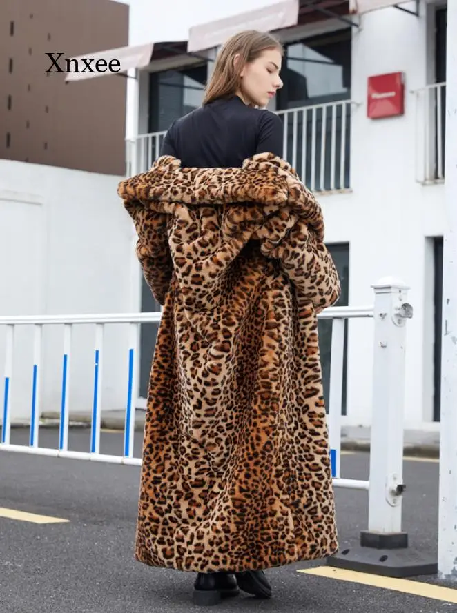 Cappotto Fuzzy lungo in pelliccia sintetica con stampa leopardata High Street per donna cappotti e giacche in peluche in pelliccia sintetica di coniglio inverno 2022