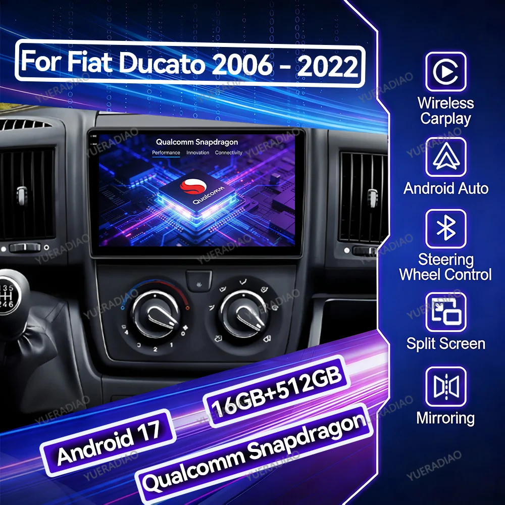 Автомагнитола Android 17 для Fiat Ducato 2005-2023, Citroen Jumper, Peugeot Boxer, мультимедийный видеоплеер, 4G LTE, 5G WIFI, 2DIN