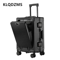 KLQDZMS PC Suitcase 20 Inch Front Opening Aluminum Frame Boarding Case 24