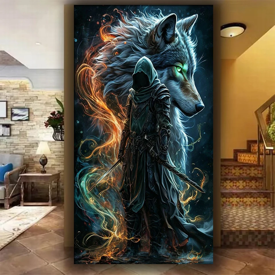 

Новая алмазная живопись Черный Воин Волк Полный квадратный круглый алмаз искусство Diy Ювелирные изделия вышивка крестиком аксессуары Домашний декор 2025 Подарок