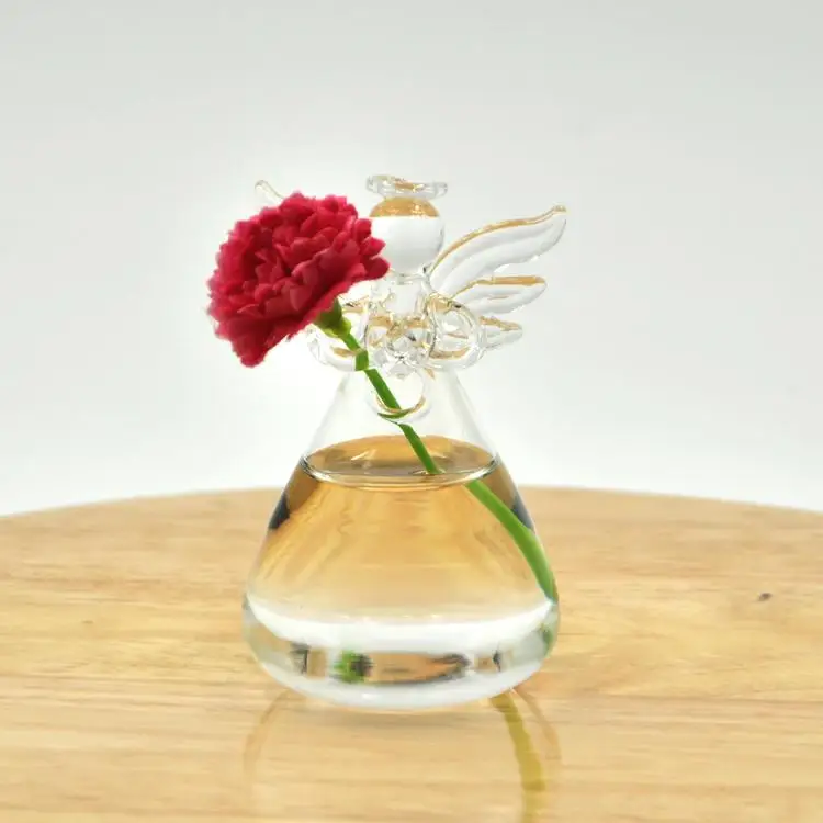 Glass Vase Terrarium Container Angel Hanging Decoration 2 Pieces , 5x8cm