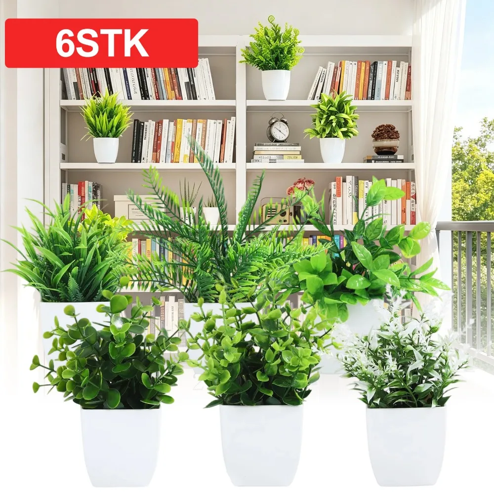 6 Stück Simulations-Bonsai, künstliche Pflanzen in verschiedenen Größen, geeignet für verschiedene Familien- und Büroumgebungen, zur Dekoration von Wohnzimmer, Schlafzimmer, Büro und Arbeitszimmer.