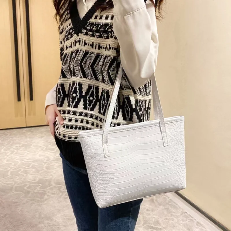 Retro Women\'s Tote Bags Large Capacity Luxury Shoulder Bags High Quality Women Bag PU Leather Handbags New Female Underarm Bag