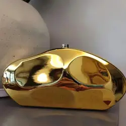 Acrylic shell shape clutch bag women evening party cute metal shiny purse gold silver blue egg handbag Quality 2024 new