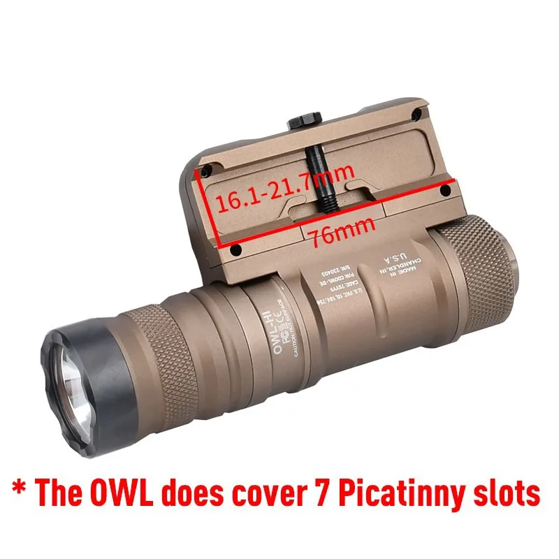 Tactical OWL Flashlight Optimized Weapon Light Metal CNC Flashlight Airsoft 1500 Lumens 20mm Offset Picatinny Rail Hunting Light