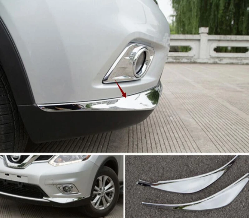 For Nissan X-trail X Trail T32 Rogue 2014 2015 2016 Front Bumper Corner Protector Cover Trim ABS Chrome Car Accessories 2pcs