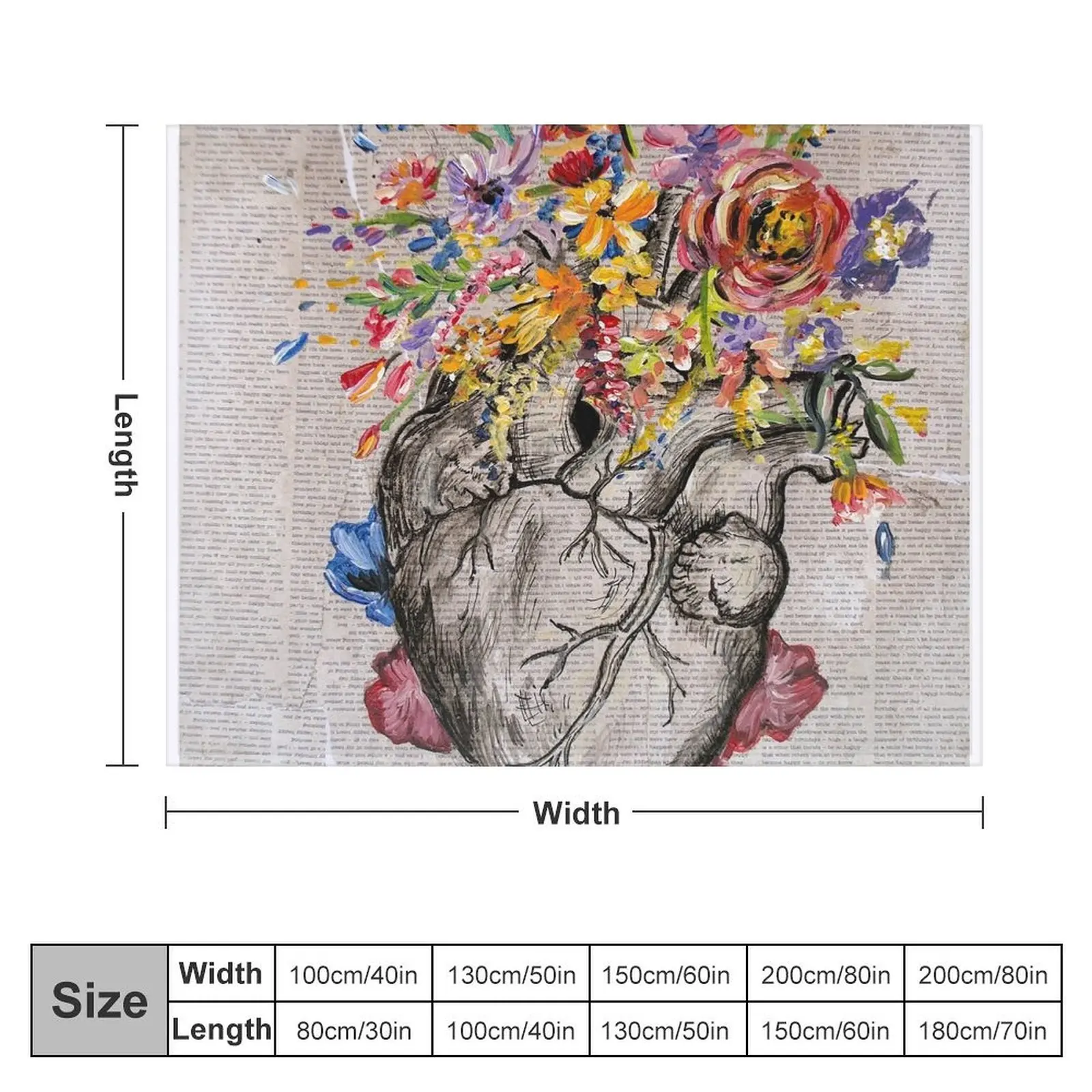 Anatomical Heart Blooming Throw Blanket Beautifuls Decorative Sofas Softest Giant Sofa Blankets