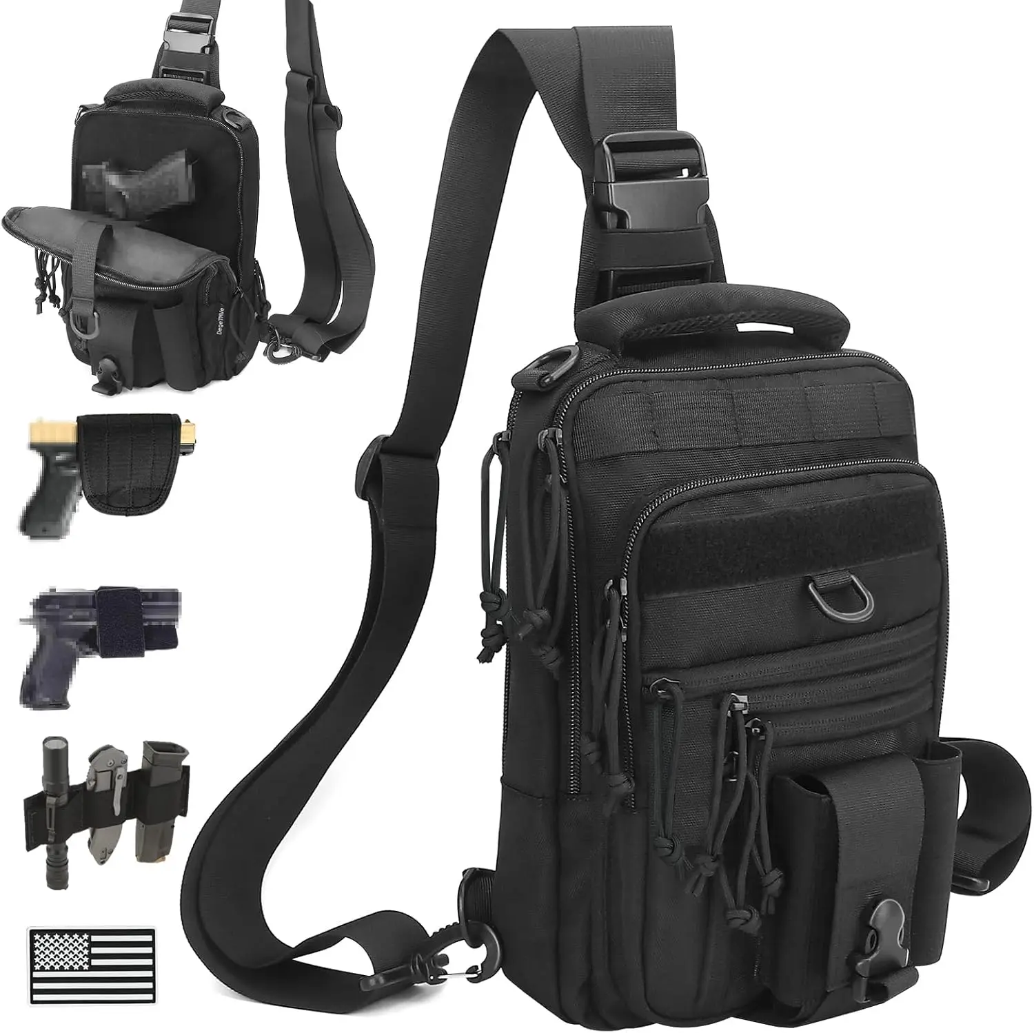 

Dual Pistol Holster Chest Bag Concealed Carry Sling Crossbody Tactical Gun Convertible Backpack Shooting Hunting