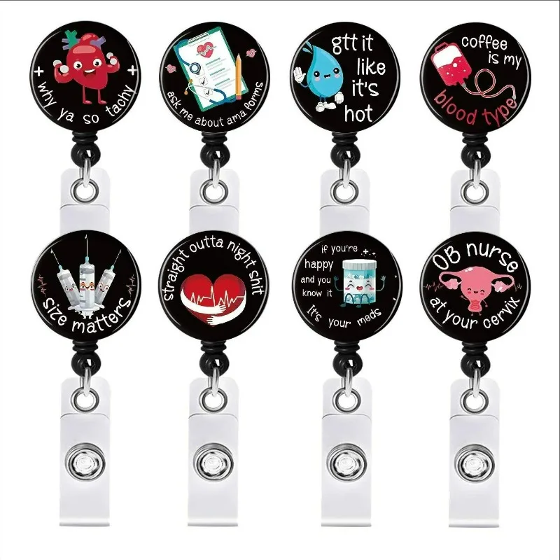 

High Quality Retractable Hospital Nurse Badge Reel Clip Cartoon Medicine Doctor Students IC ID Card Badge Holder