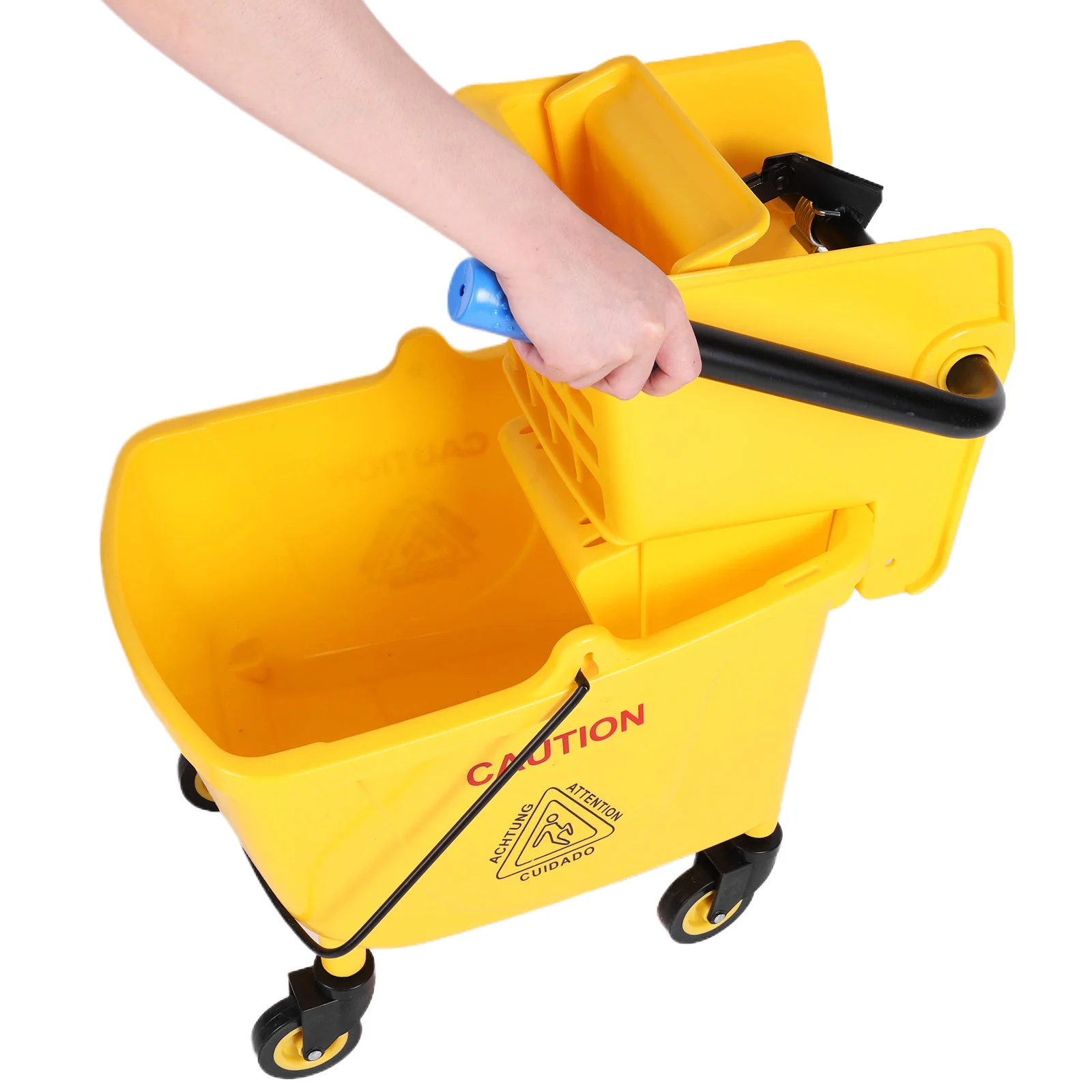 

24L Plastic Bucket Mop Wringer Wear Resist Squeezing Water Bucket Multifunction Creative Trolley Mop Bucket Floor Cleaning Tool