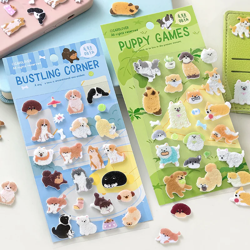 

Наклейки Mr.Paper 3D из фетра, 1 лист, серия «Любитель животных», милые пушистые стикеры с кошками и собаками для декора дневников и скрапбуков