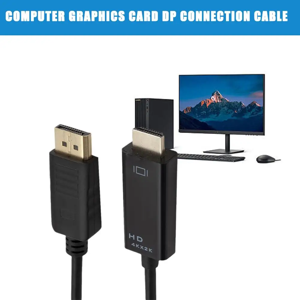 DP to HDMI Cable Basics DisplayPort to HDMI Display Cable High Speed Cord for Monitor Projector Desktop Full HD 1080P Adapter