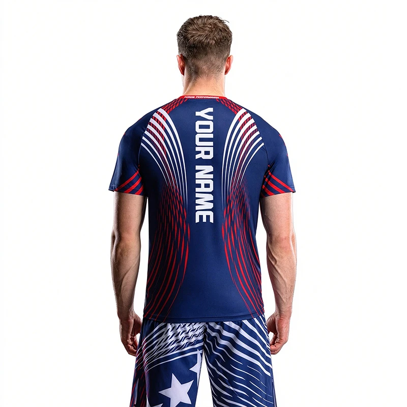 2026 NEW Men Custom Name UFC Short Sleeve Personalized Back Print Fighting Shirt Star Stripe Pattern Sports Competition Top 6XL