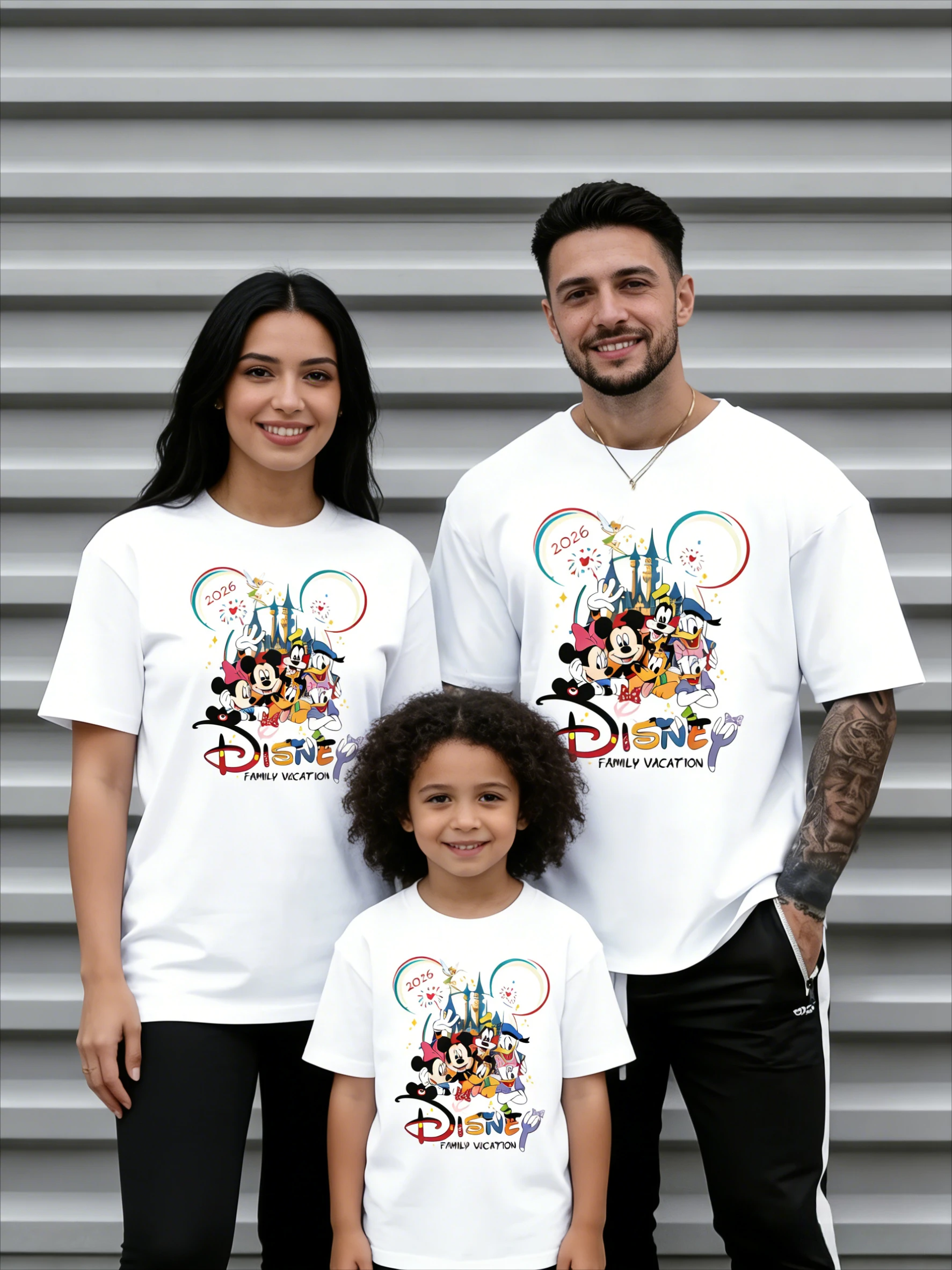 2026 Summer Loose Cotton Graphic Tee, Cute Cartoon Mouse Print Short Sleeve Shirt, Breathable Casual Tops for Family
