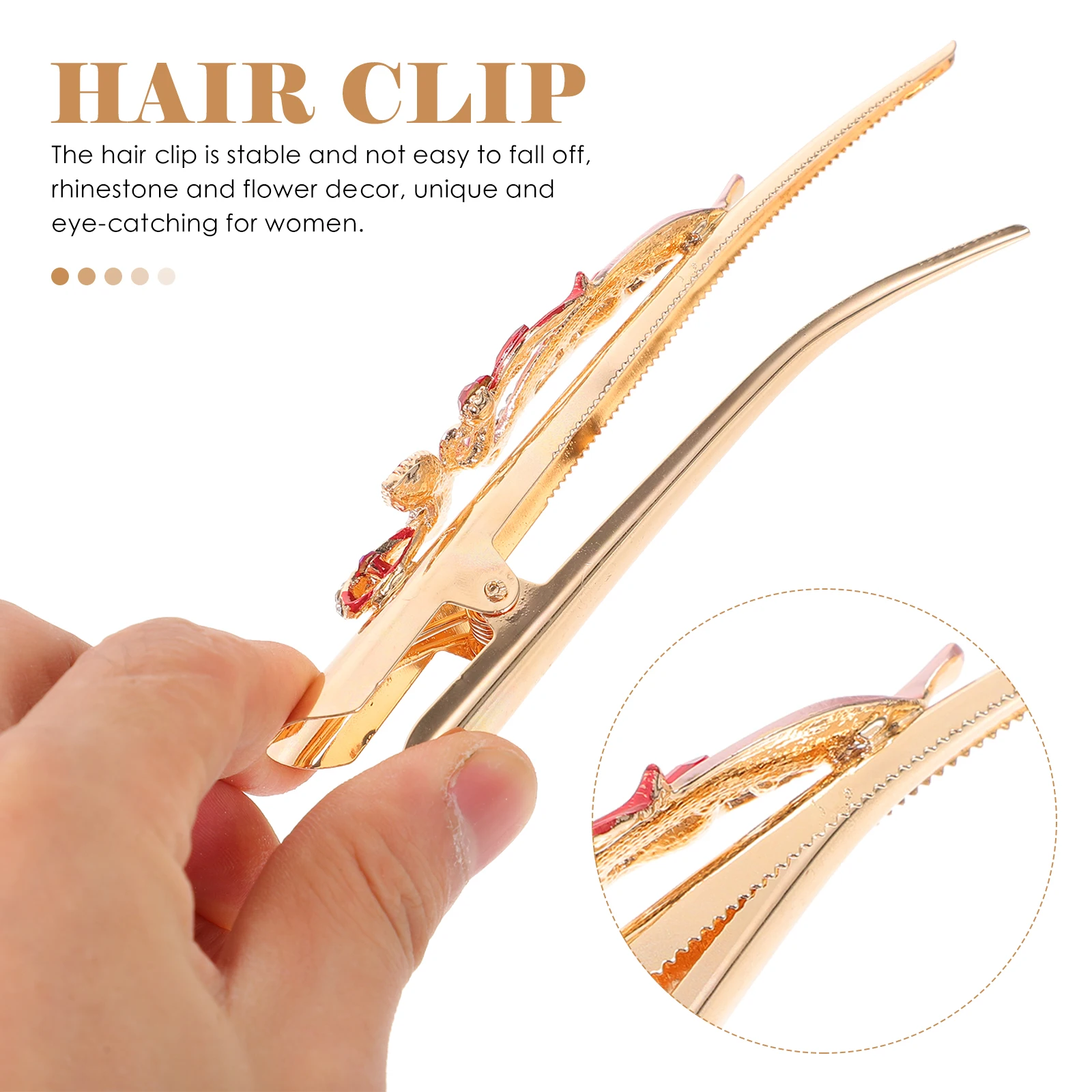 

Crystal Hair Clip Red Duckbilled Decorative Vintage Women Accessories Bride Rhinestone Metal Girls Hair Clips For Wedding