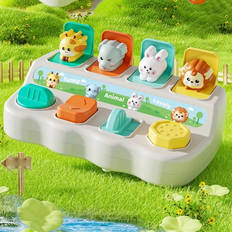 Kids Interactive Pop-Up Animal Toy, Switch Button Hide-and-Seek Puzzle Box, Early Educational Logical Thinking Toy