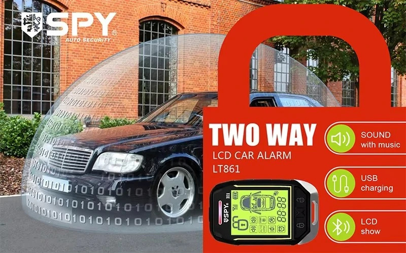 2-Way Car Anti-theft Alarm 1500meters-LCD Remote Control with Engine Starter & Ignition Control & Open trunk & Close window etc.