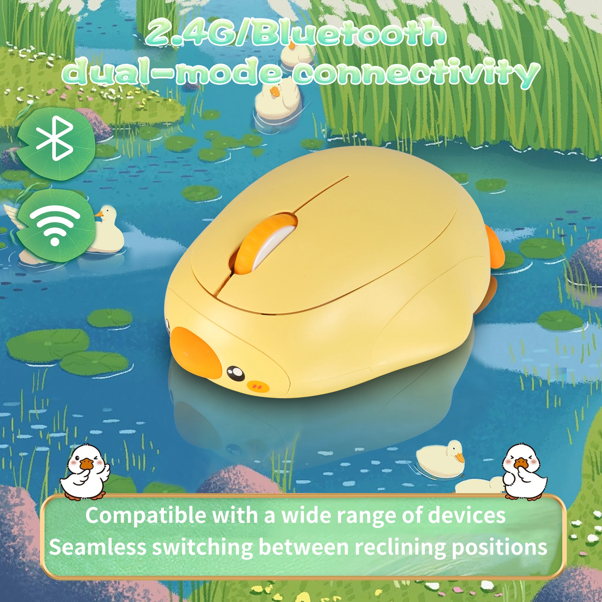 Yellow Duck Wireless Mouse 2.4G Bluetooth Dual Mode Connection Rechargeable Slient Office Gaming Computer Mice For Laptop PC - Image 3