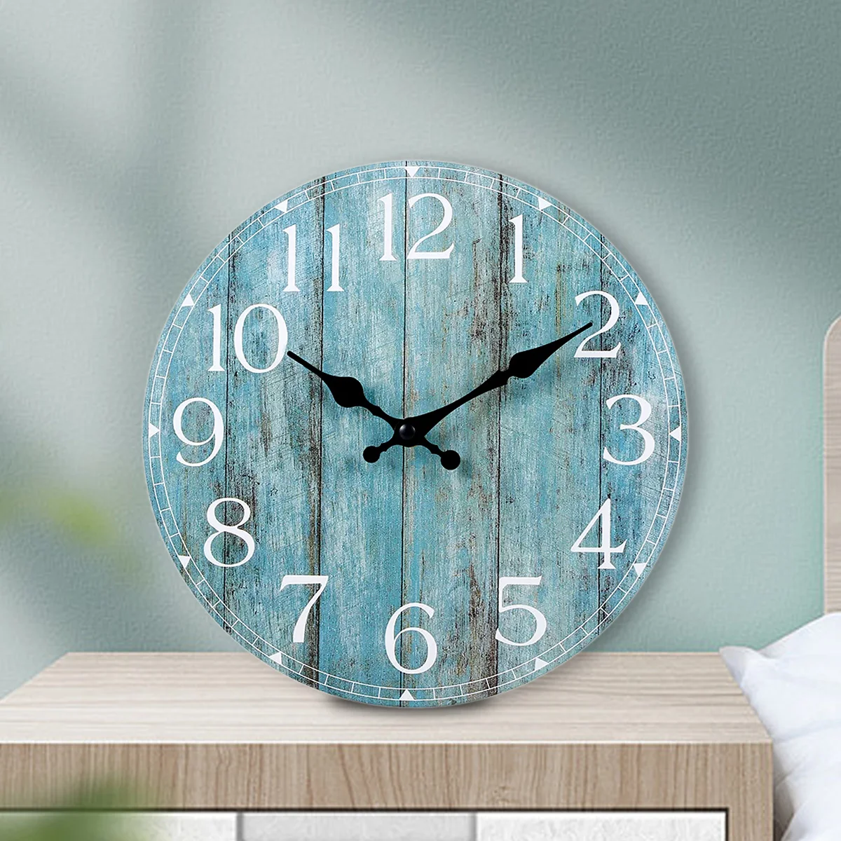 Wall Clock Kit Wooden Hanging Clock 10inch Silent Non-Ticking Clock Decor Retro Round Battery Operated Hanging Clock For Home