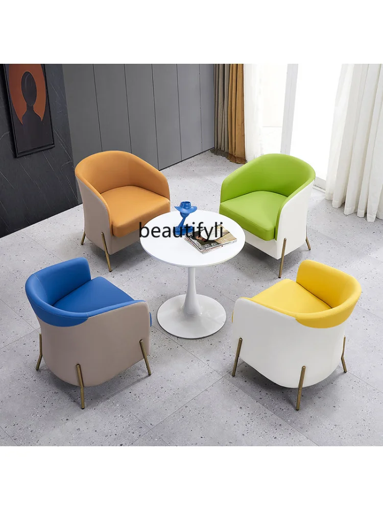 Modern Simple and Light Luxury Milk Tea Coffee Shop Meeting Negotiation Table and Chair Combination