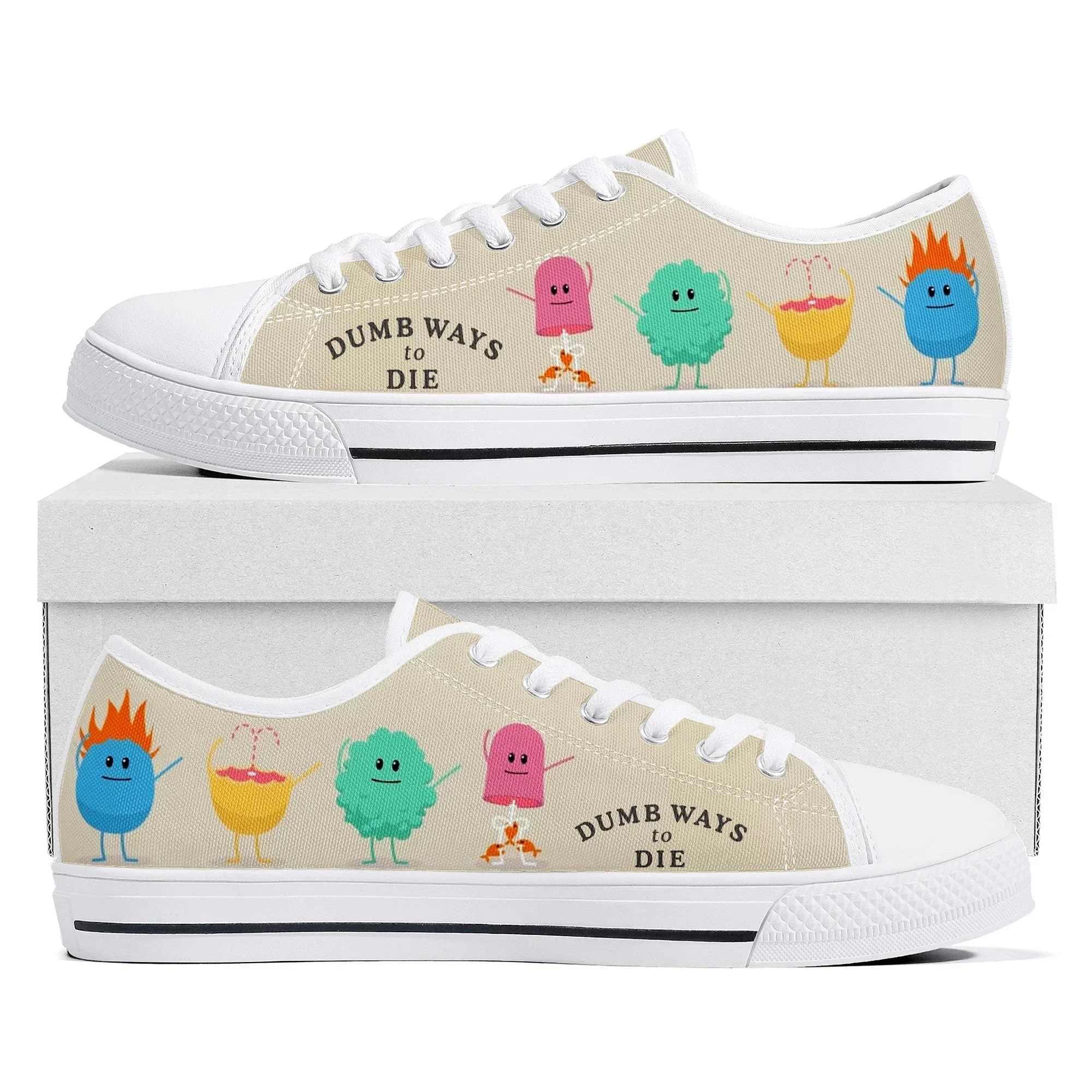 Dumb Ways To Die-zapatillas bajas de lona de alta calidad para hombre y mujer, zapatos personalizados con dibujos animados, cómics y manga
