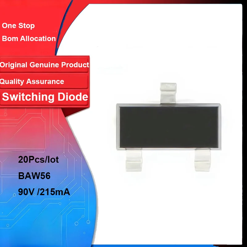 20Pcs/lot Original Authentic BAW56 215 A1W SOT-23 SMD Switching Diode 90V 215mA Surface Mount Diodes for Arduino Electronic DIY