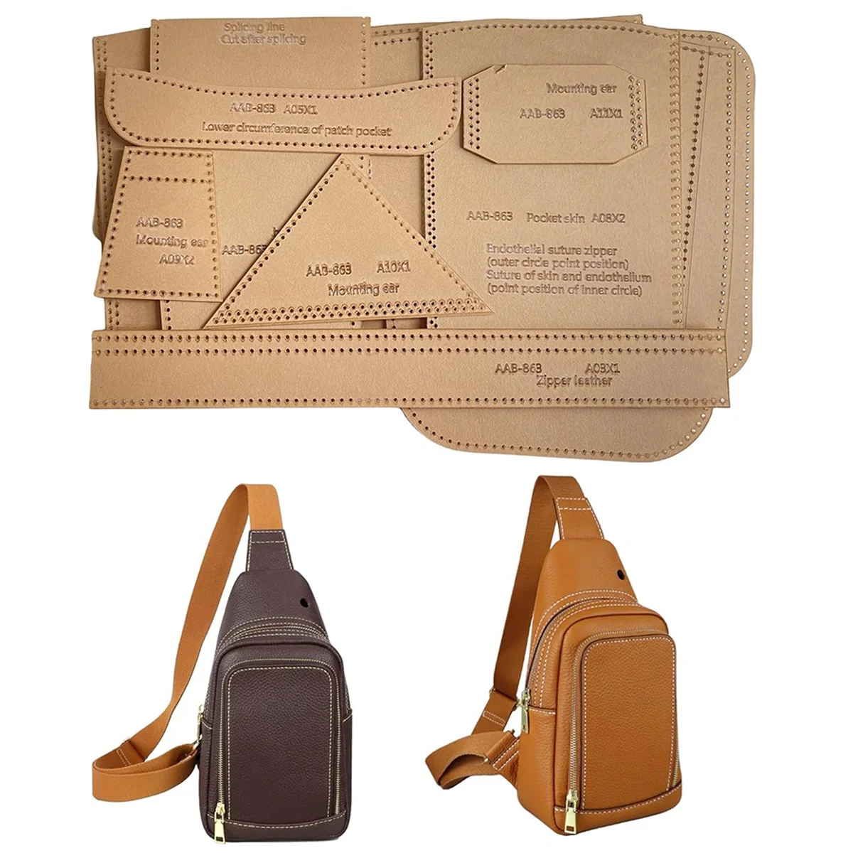 

A32P_Sling Bag Acrylic Template,Leather Pattern Acrylic Leather Templates for Capacity Crossbody Backpack,AAB-863