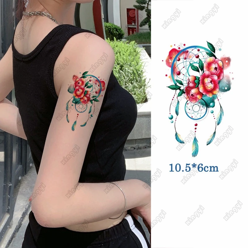 Stiker Tato Temporer Tahan Air Paku Api Matahari Sayap Silang Kecil Tato Flash Tangan Leher Jari Tato Palsu untuk Wanita Pria