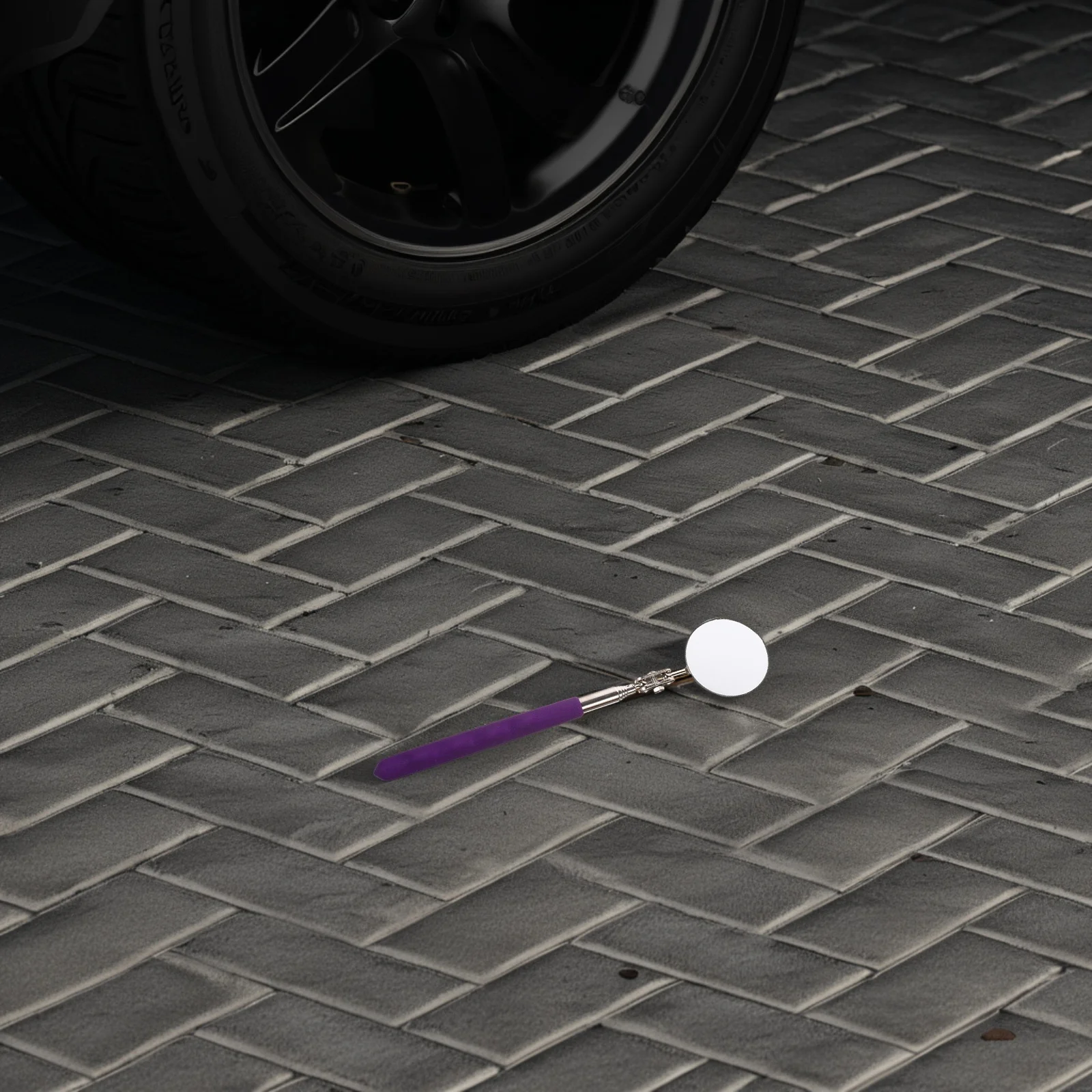 

Telescoping Inspection Mirror Automotive Repair Folding Round Mirror Adjustable Length 360 Degree Rotation Vehicle Maintenance