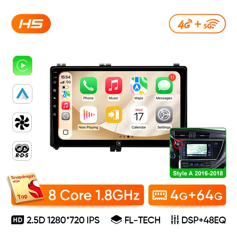 Ainavi Auto Multimedia Speler Voor Toyota Auris 2014 2015 2016 2017 2018 Corolla Hybrid Draadloze Carplay Android Auto 4G Wifi 2Din